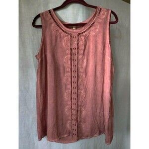 Tantrums Womens Embroidered Mandarin‎ Blouse Top Size XL NWT